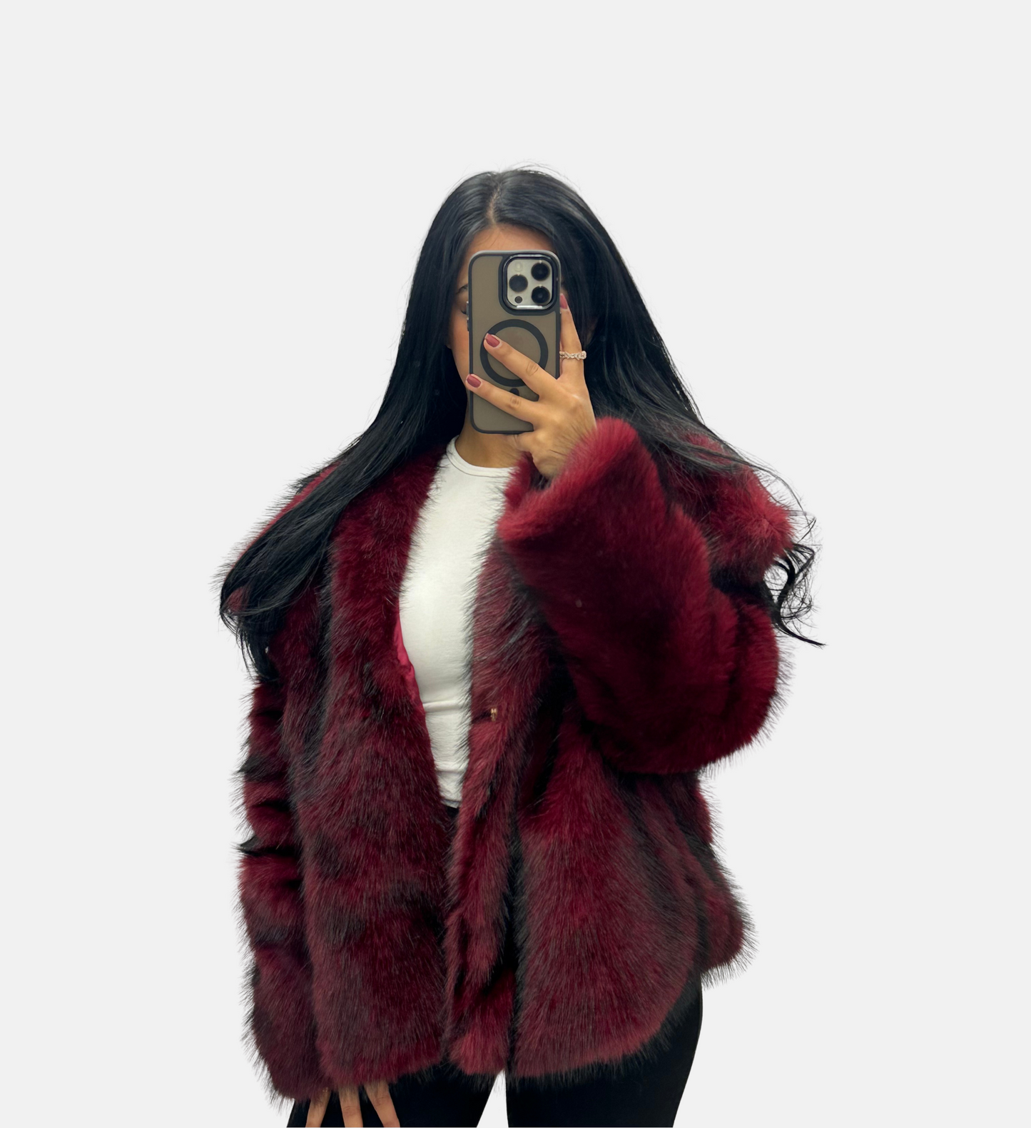 SILA PELZJACKE DARK RED