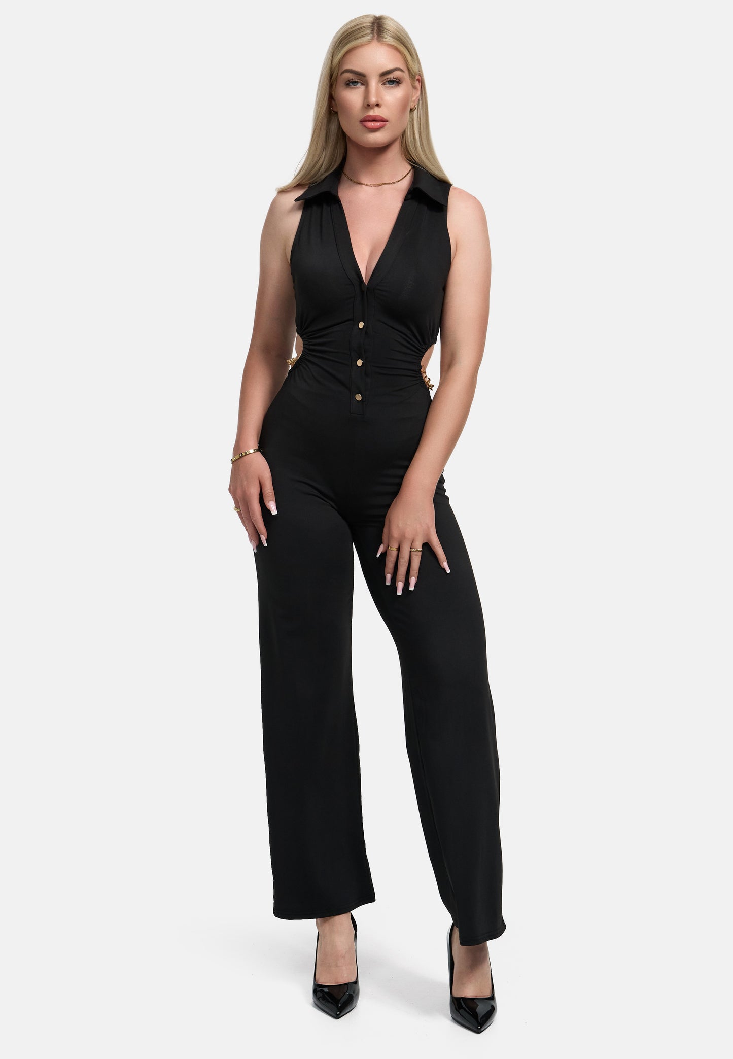 LAYLA JUMPSUIT - WITH GOLDEN DETAILS AND CUT OUT