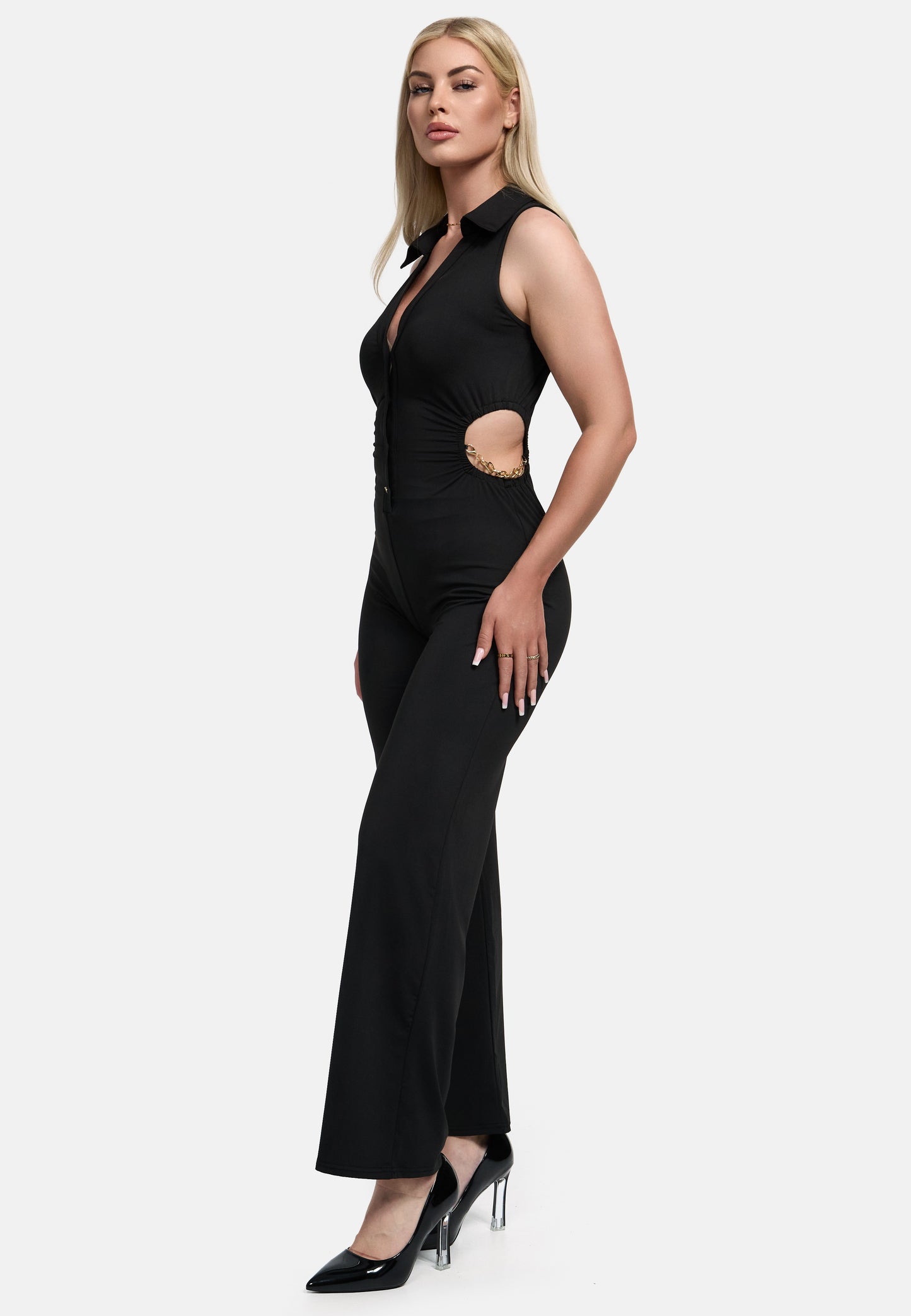 LAYLA JUMPSUIT - WITH GOLDEN DETAILS AND CUT OUT