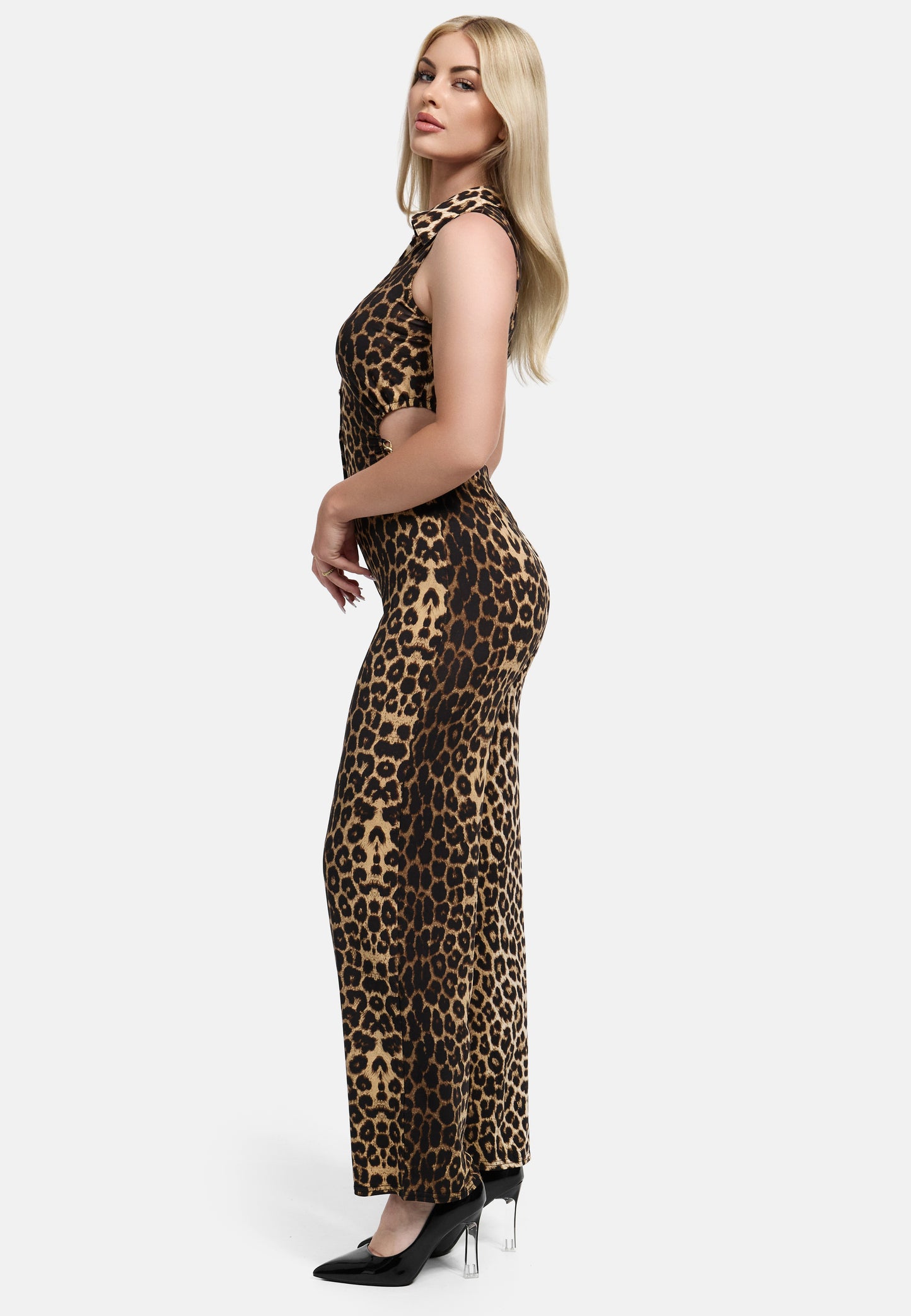 LAYLA JUMPSUIT LEOPARD - WITH GOLDEN DETAILS AND CUT OUT