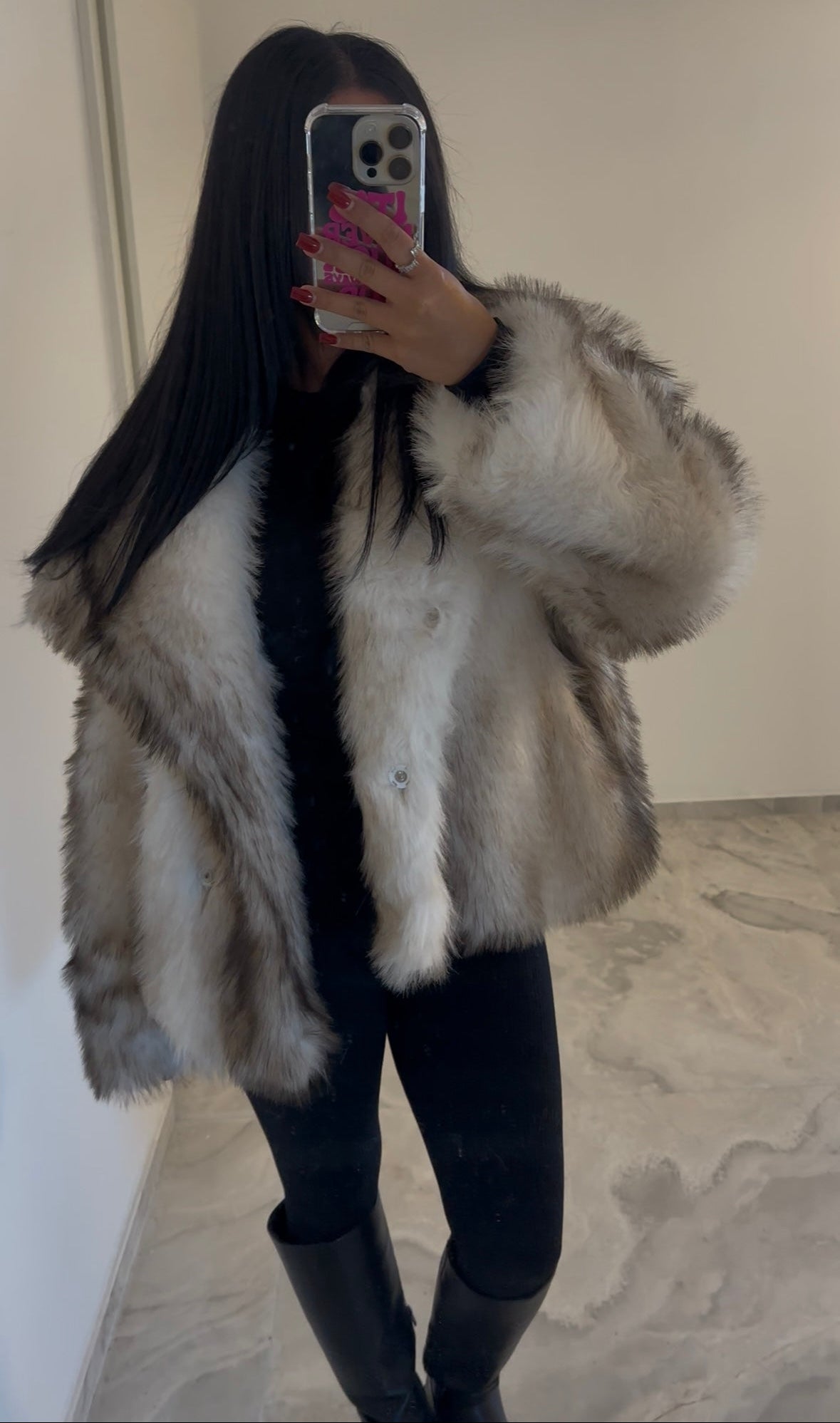 SILA PELZJACKE BEIGE BROWN