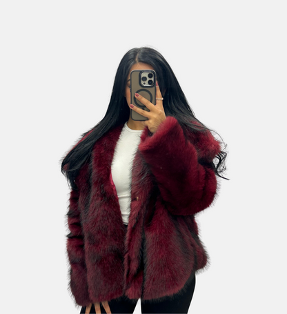 SILA PELZJACKE DARK RED