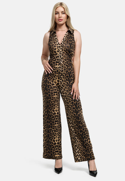 LAYLA JUMPSUIT LEOPARD - WITH GOLDEN DETAILS AND CUT OUT