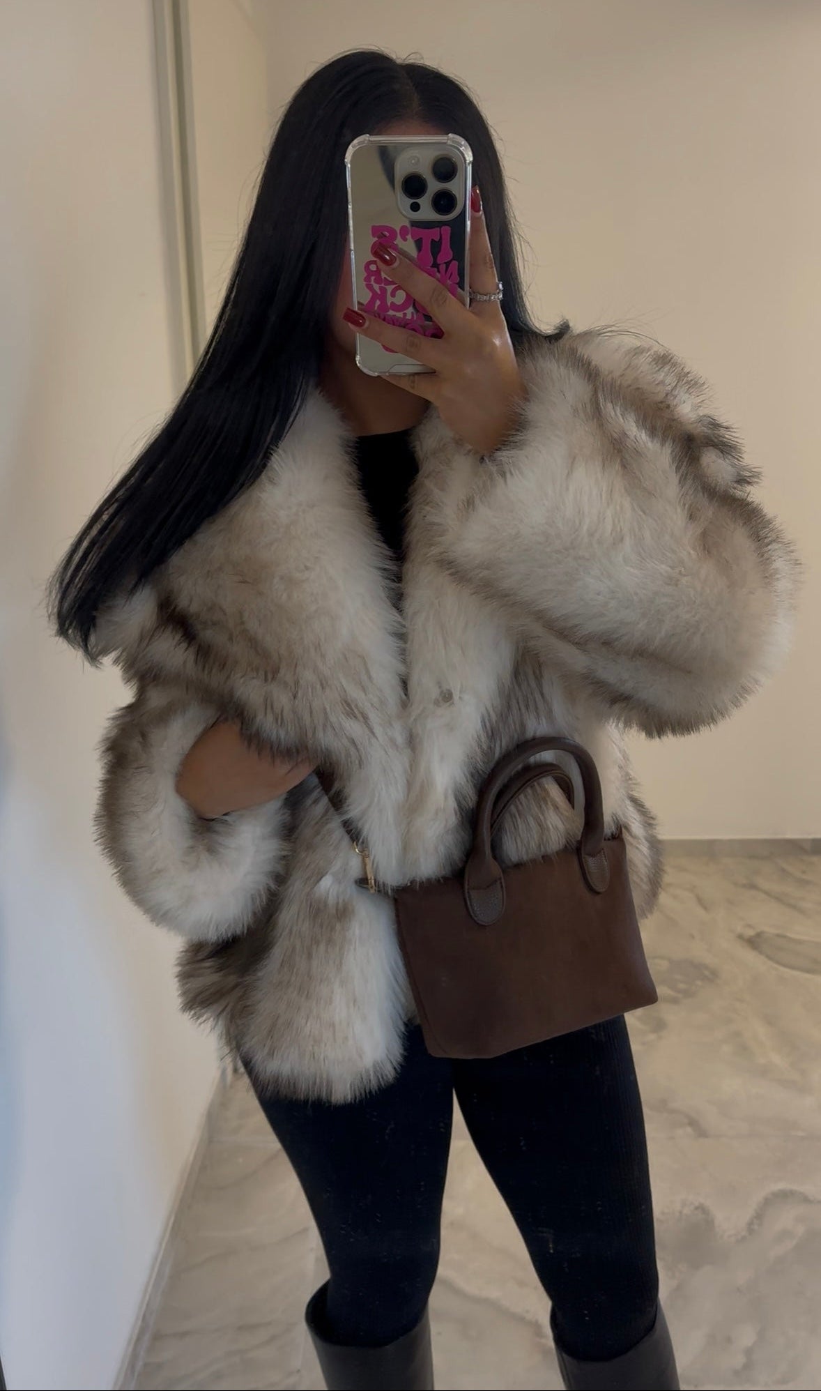 SILA PELZJACKE BEIGE BROWN