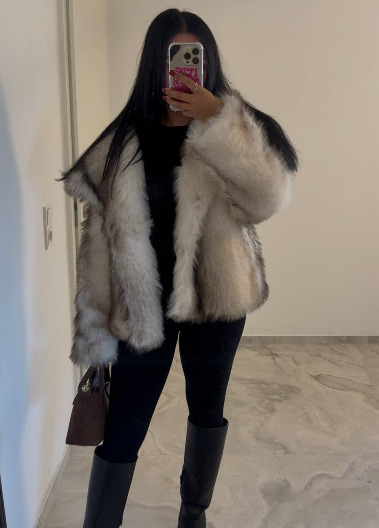 SILA PELZJACKE BEIGE BROWN