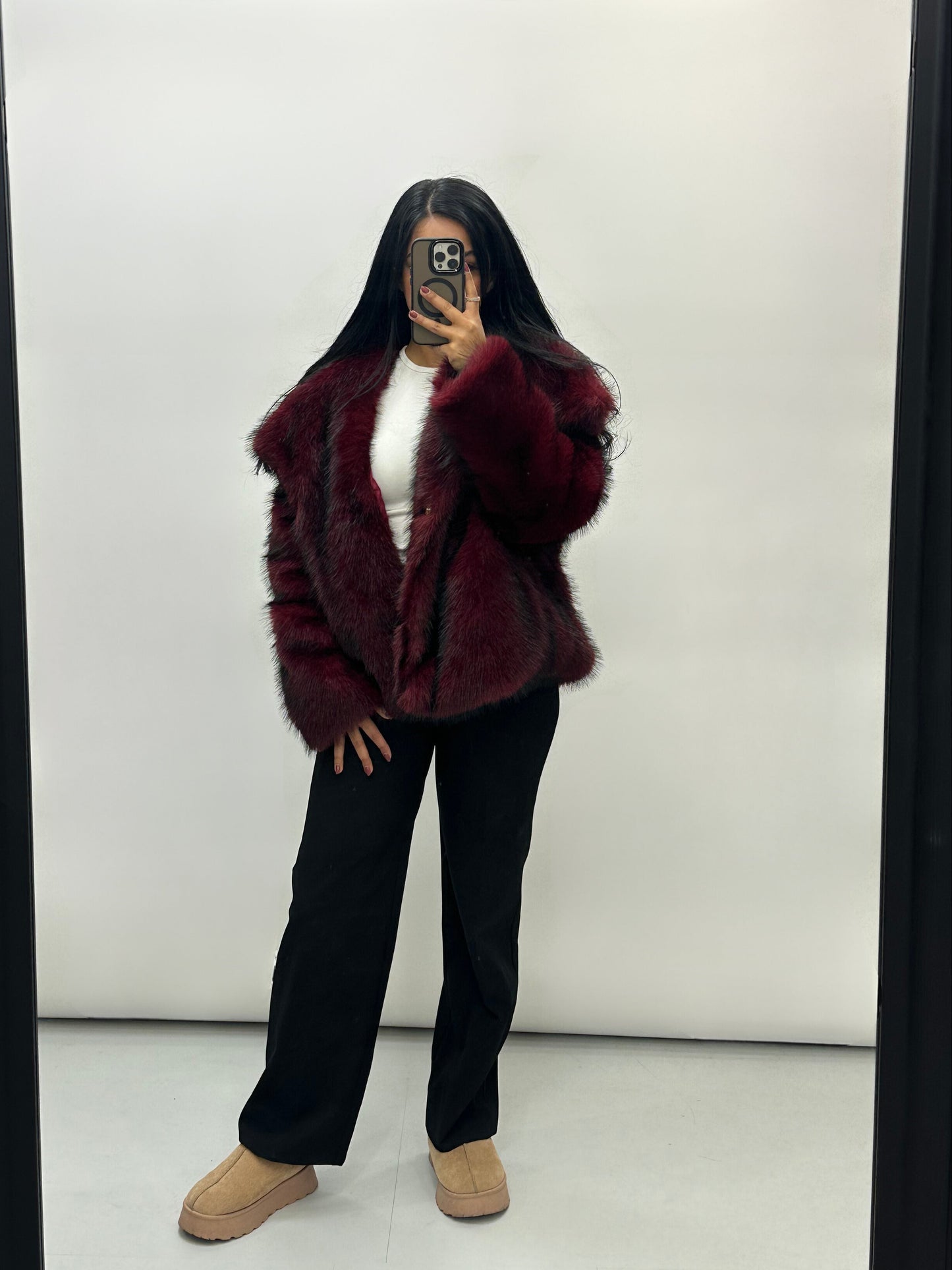 SILA PELZJACKE DARK RED