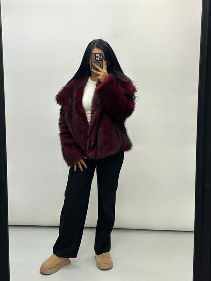 SILA PELZJACKE DARK RED