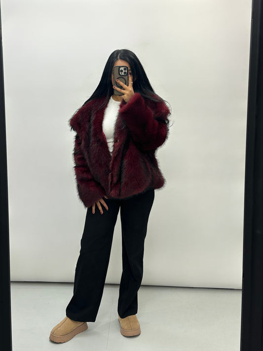 SILA PELZJACKE DARK RED